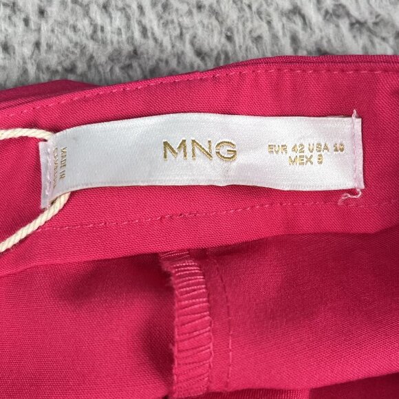 NWT Mango Womens Straight Culotte Cropped High Rise Hot Pink Trousers Sz 10 - Picture 5 of 7